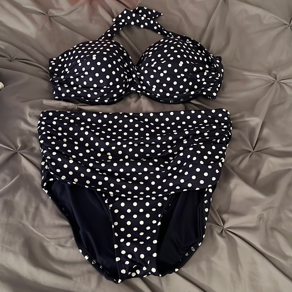 Polka Dot High Waisted Halter Top Bikini
